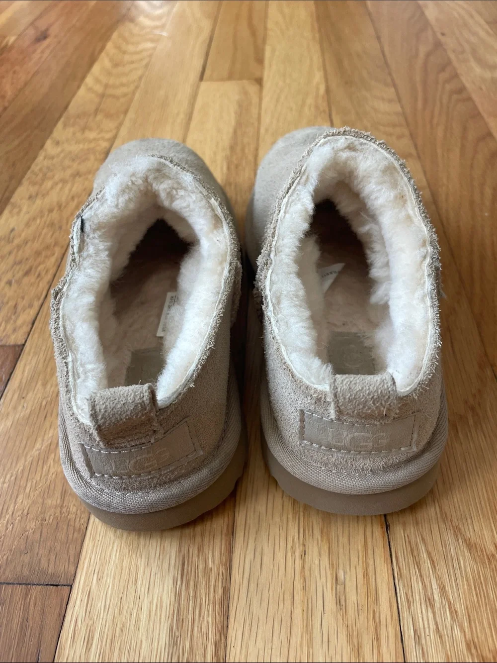 UGG Sand Suede Shearling-Lined Slip-On Mules